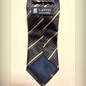Lanvin Elegant Black and Gold Striped Tie
